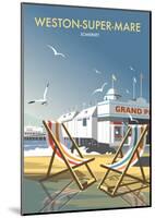 Weston Super Mare - Dave Thompson Contemporary Travel Print-Dave Thompson-Mounted Art Print