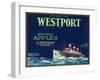 Westport Apple Label - Yakima, WA-Lantern Press-Framed Art Print