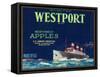 Westport Apple Label - Yakima, WA-Lantern Press-Framed Stretched Canvas