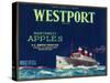 Westport Apple Label - Yakima, WA-Lantern Press-Stretched Canvas