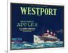 Westport Apple Label - Yakima, WA-Lantern Press-Framed Art Print