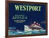 Westport Apple Label - Yakima, WA-Lantern Press-Framed Art Print