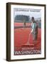 Westport, Washington - Cranberry Bog Harvest-Lantern Press-Framed Art Print