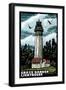 Westport, Washington - Grays Harbor Lighthouse Scratchboard-Lantern Press-Framed Art Print