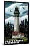 Westport, Washington - Grays Harbor Lighthouse Scratchboard-Lantern Press-Mounted Art Print