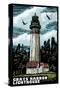 Westport, Washington - Grays Harbor Lighthouse Scratchboard-Lantern Press-Stretched Canvas