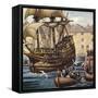 Westward Ho! the Mayflower Leaves Plymouth Ho on 16 September 1620-Mike White-Framed Stretched Canvas