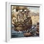 Westward Ho! the Mayflower Leaves Plymouth Ho on 16 September 1620-Mike White-Framed Giclee Print