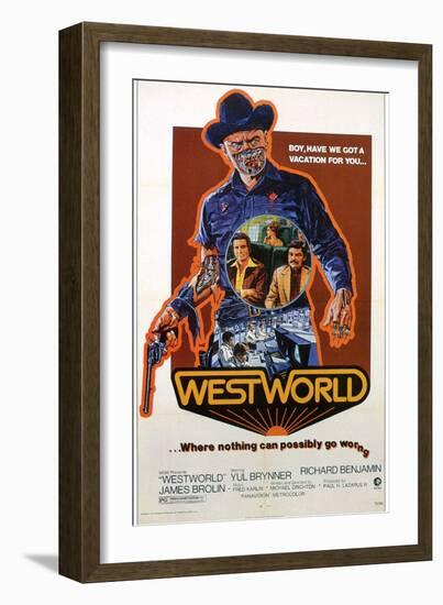 Westworld, Yul Brynner, James Brolin, Richard Benjamin, 1973-null-Framed Art Print