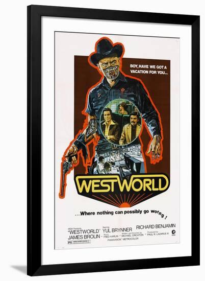 Westworld, Yul Brynner, James Brolin, Richard Benjamin, 1973-null-Framed Art Print