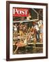 "Wet Camp Counselor," Saturday Evening Post Cover, August 27, 1949-Austin Briggs-Framed Giclee Print