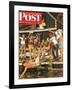 "Wet Camp Counselor," Saturday Evening Post Cover, August 27, 1949-Austin Briggs-Framed Giclee Print