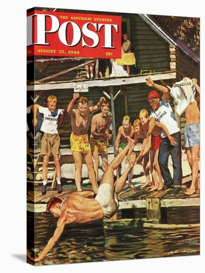 "Wet Camp Counselor," Saturday Evening Post Cover, August 27, 1949-Austin Briggs-Stretched Canvas
