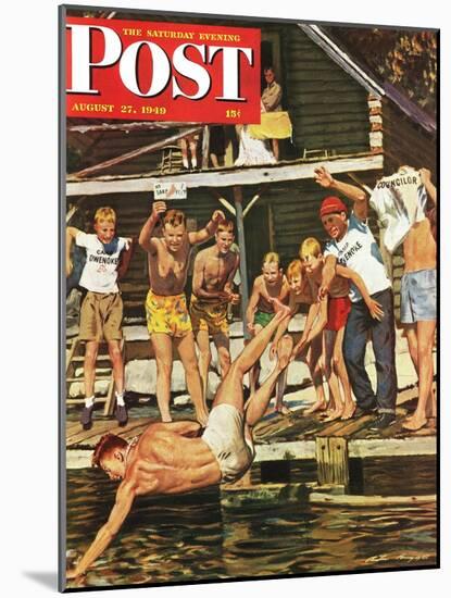 "Wet Camp Counselor," Saturday Evening Post Cover, August 27, 1949-Austin Briggs-Mounted Giclee Print