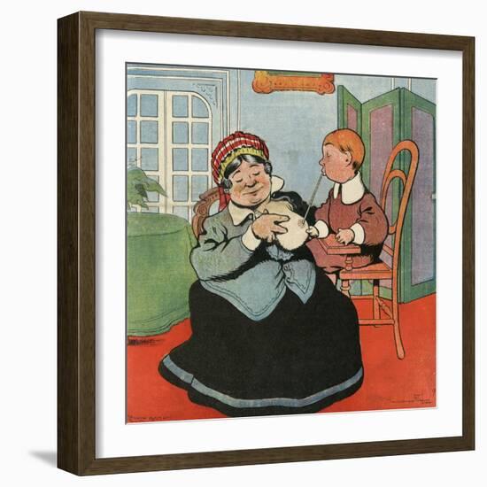 Wet-Nurse with Straw-null-Framed Photographic Print