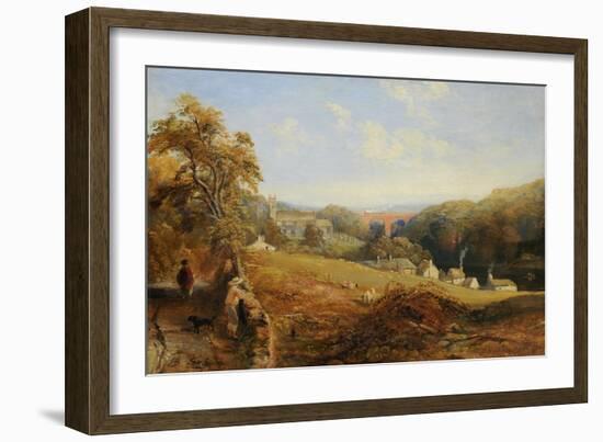 Wetheral - View of the River Eden Showing Wetheral Church and Viaduct, and Corby Ferry, c.1845-Samuel Bough-Framed Giclee Print