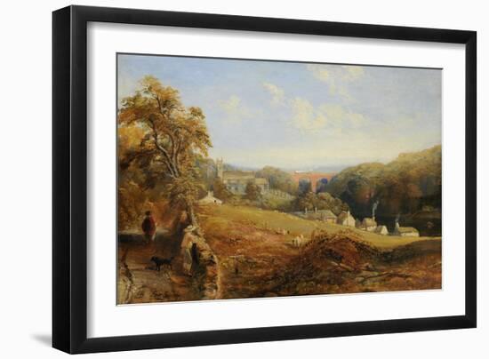 Wetheral - View of the River Eden Showing Wetheral Church and Viaduct, and Corby Ferry, c.1845-Samuel Bough-Framed Giclee Print