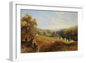 Wetheral - View of the River Eden Showing Wetheral Church and Viaduct, and Corby Ferry, c.1845-Samuel Bough-Framed Giclee Print