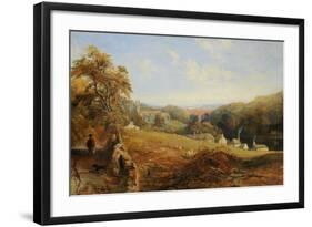 Wetheral - View of the River Eden Showing Wetheral Church and Viaduct, and Corby Ferry, c.1845-Samuel Bough-Framed Giclee Print