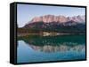 Wetterstein Mountains, Zugspitze Mountain Reflecting in Lake Eibsee, Bavaria-null-Framed Stretched Canvas