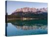 Wetterstein Mountains, Zugspitze Mountain Reflecting in Lake Eibsee, Bavaria-null-Stretched Canvas