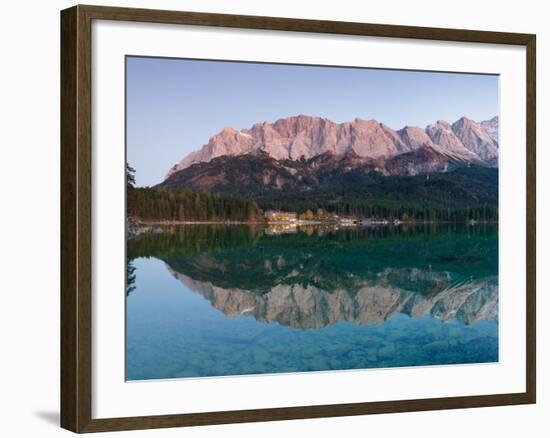 Wetterstein Mountains, Zugspitze Mountain Reflecting in Lake Eibsee, Bavaria-null-Framed Photographic Print