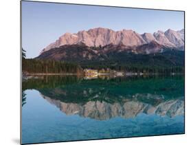 Wetterstein Mountains, Zugspitze Mountain Reflecting in Lake Eibsee, Bavaria-null-Mounted Photographic Print