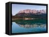 Wetterstein Mountains, Zugspitze Mountain Reflecting in Lake Eibsee, Bavaria-null-Framed Stretched Canvas