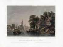 Pagoda and Village, on the Canal Near Canton, China, C1840-WH Capone-Mounted Giclee Print