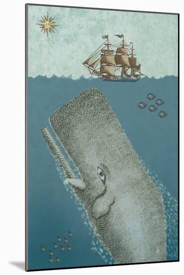 Whale And Ship 2-Erin Clark-Mounted Giclee Print