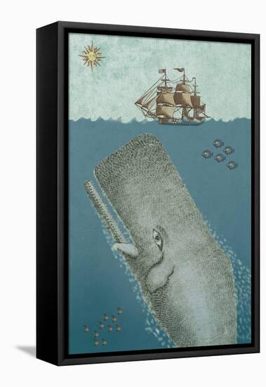 Whale And Ship 2-Erin Clark-Framed Stretched Canvas