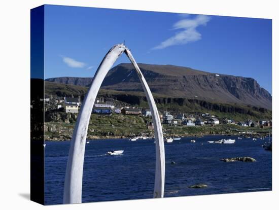 Whale Bone Arch on Village Harbour, Qeqertarsuaq (Godhavn), Disko Island, West Coast, Greenland-Tony Waltham-Stretched Canvas