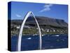 Whale Bone Arch on Village Harbour, Qeqertarsuaq (Godhavn), Disko Island, West Coast, Greenland-Tony Waltham-Stretched Canvas