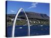 Whale Bone Arch on Village Harbour, Qeqertarsuaq (Godhavn), Disko Island, West Coast, Greenland-Tony Waltham-Stretched Canvas