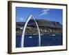 Whale Bone Arch on Village Harbour, Qeqertarsuaq (Godhavn), Disko Island, West Coast, Greenland-Tony Waltham-Framed Photographic Print