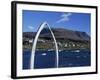 Whale Bone Arch on Village Harbour, Qeqertarsuaq (Godhavn), Disko Island, West Coast, Greenland-Tony Waltham-Framed Photographic Print