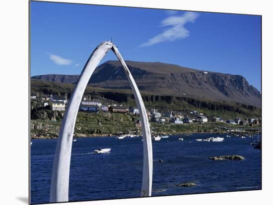 Whale Bone Arch on Village Harbour, Qeqertarsuaq (Godhavn), Disko Island, West Coast, Greenland-Tony Waltham-Mounted Photographic Print