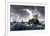 Whale Destroying Whaling Ship, C.1875-null-Framed Giclee Print