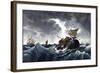 Whale Destroying Whaling Ship, C.1875-null-Framed Giclee Print