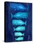 Whale Family Blue on Blue-Fab Funky-Stretched Canvas