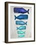 Whale Family Blue On White-Fab Funky-Framed Art Print