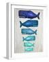 Whale Family Blue On White-Fab Funky-Framed Art Print