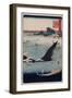 Whale Hunting at Goto in Hizen Province-Ando Hiroshige-Framed Art Print