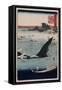 Whale Hunting at Goto in Hizen Province-Ando Hiroshige-Framed Stretched Canvas