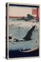 Whale Hunting at Goto in Hizen Province-Ando Hiroshige-Stretched Canvas