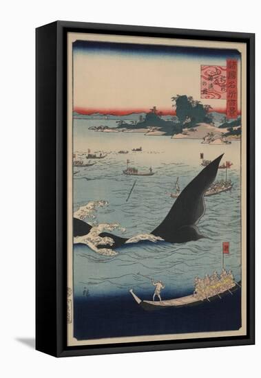 Whale Hunting at the Island of Goto in Hizen (Hizen Goto? Kujiraryo? No Zu)-Ando Hiroshige-Framed Stretched Canvas