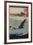 Whale Hunting at the Island of Goto in Hizen (Hizen Goto? Kujiraryo? No Zu)-Ando Hiroshige-Framed Art Print