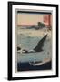 Whale Hunting at the Island of Goto in Hizen (Hizen Goto? Kujiraryo? No Zu)-Ando Hiroshige-Framed Art Print