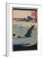 Whale Hunting at the Island of Goto in Hizen (Hizen Goto? Kujiraryo? No Zu)-Ando Hiroshige-Framed Art Print