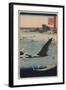 Whale Hunting at the Island of Goto in Hizen (Hizen Goto? Kujiraryo? No Zu)-Ando Hiroshige-Framed Art Print